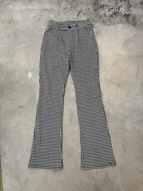 Cider Black & White Houndstooth Flare Pants